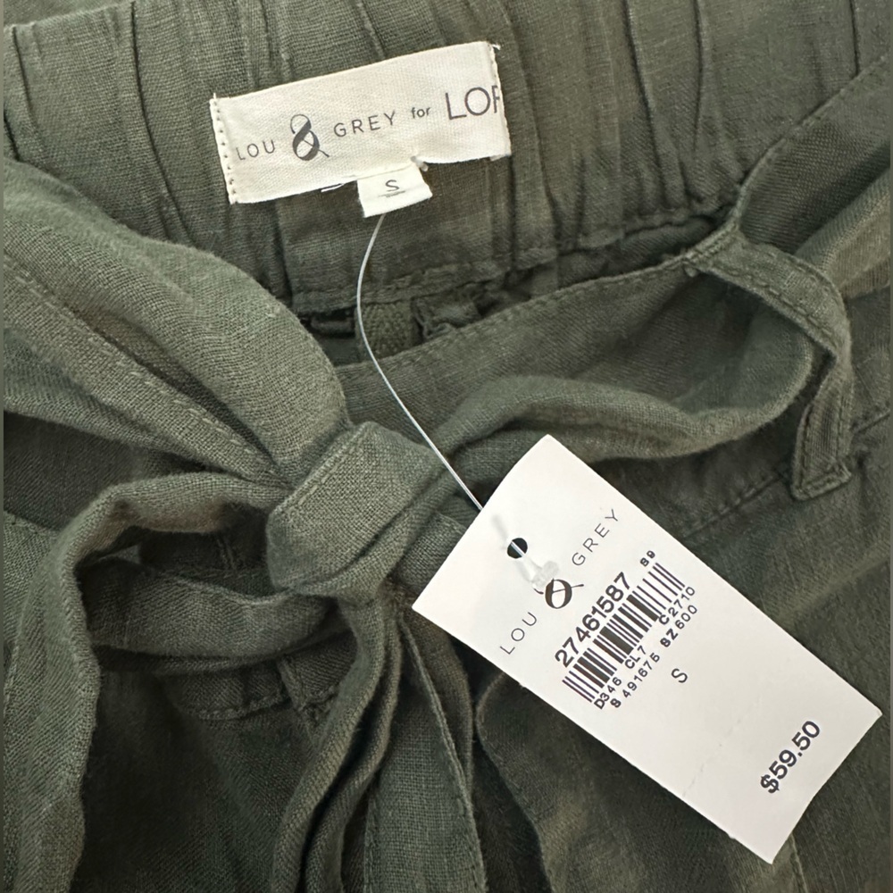 LOFT Lou & Gray Army Green Linen Shorts with Belt. Size S. NWT. - Picture 5 of 6
